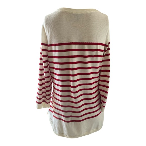 Talbots Red and Cream Striped Crew Neck Sweater - Picture 6 of 12